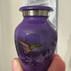 Small Keepsake Urn for Ashes Hummingbird- sanitized memorial